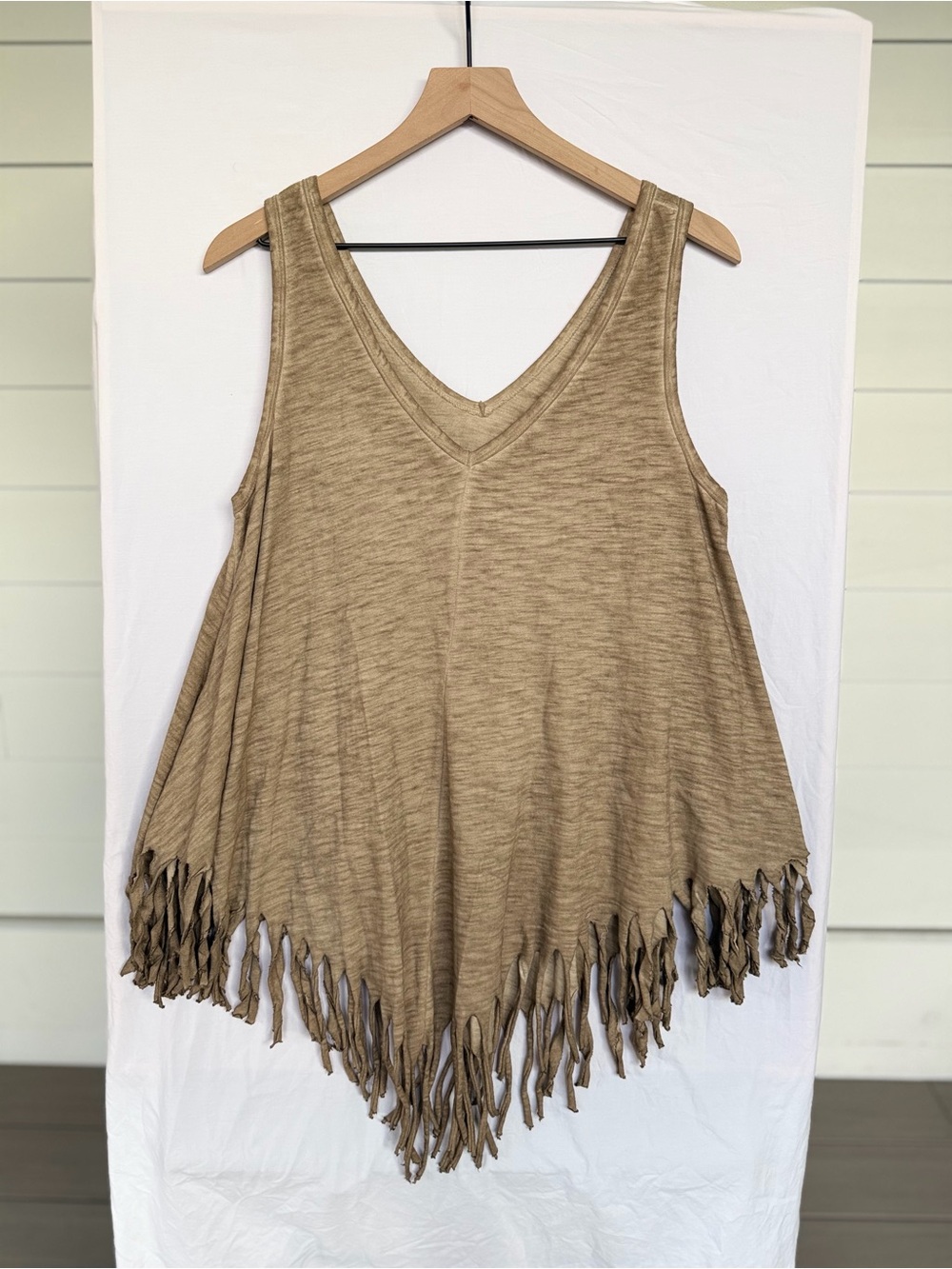 Umgee Boho Fringe Tank Top Tunic V-Neck Swing Festival Western Medium - Picture 3 of 6